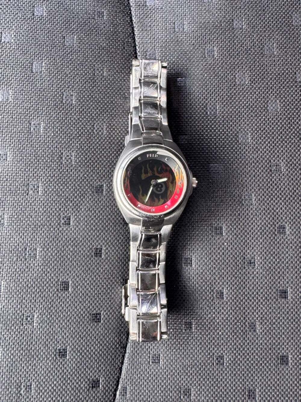 Y2K Relic by Fossil 8-Ball Fire Flame Graphic Watch